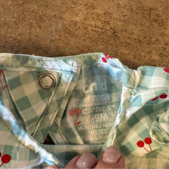 Carter's Green Gingham Cherry Diaper Cover Set - Picture 4 of 4